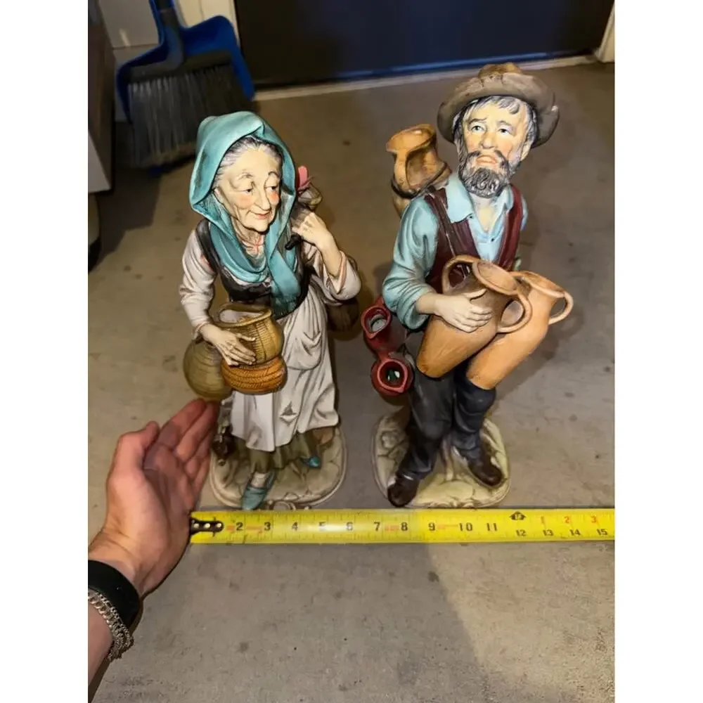 Lenwile Ardalt Japan Village Water/Wine Jugs Man Figurine  Hand Painted 